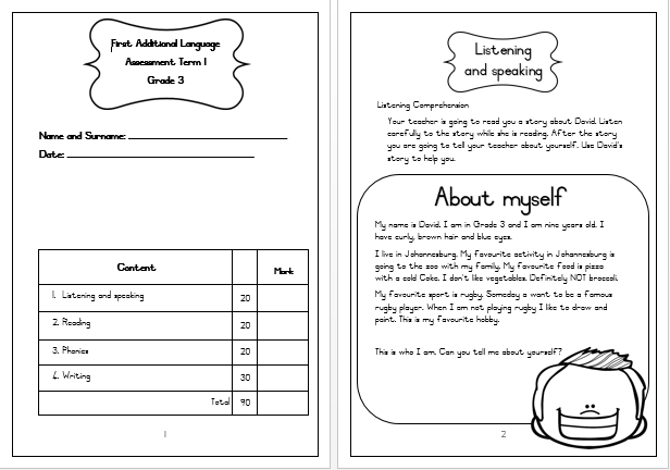 grade 3 first additional language assessment term 1 2019 juffrou 911