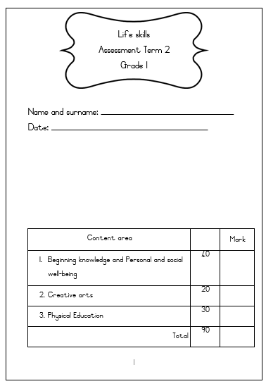 grade 1 life skills assessment term 2 2019 juffrou 911