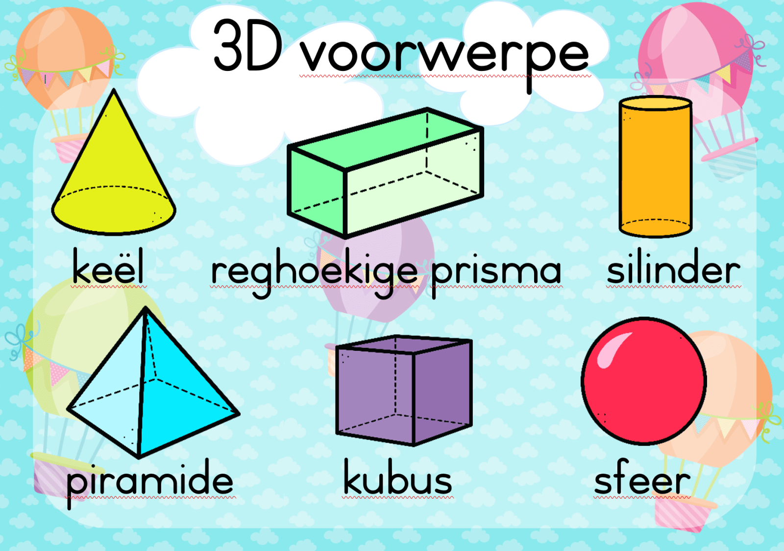 Lugballon 3D voorwerpe - A3 - Juffrou 911