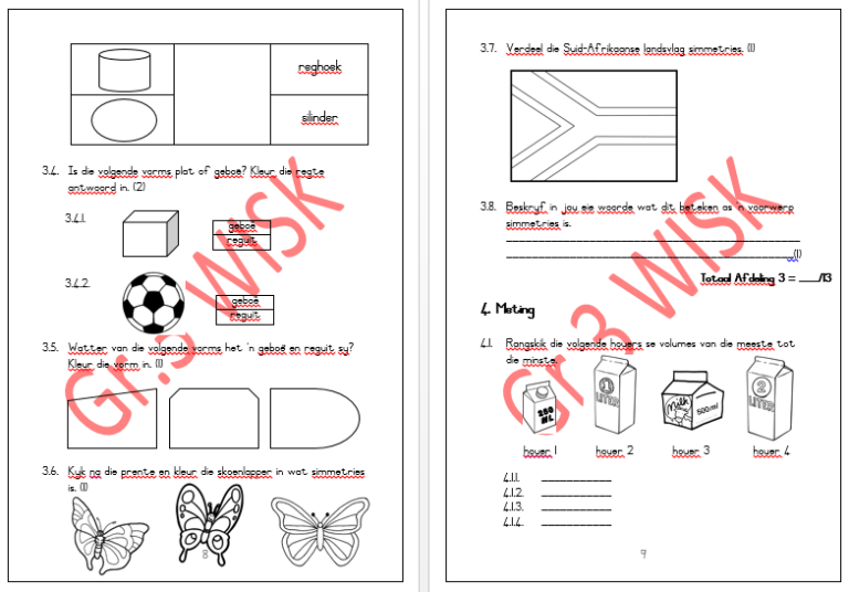 Wiskunde Assessering Kwartaal 3 - Juffrou 911