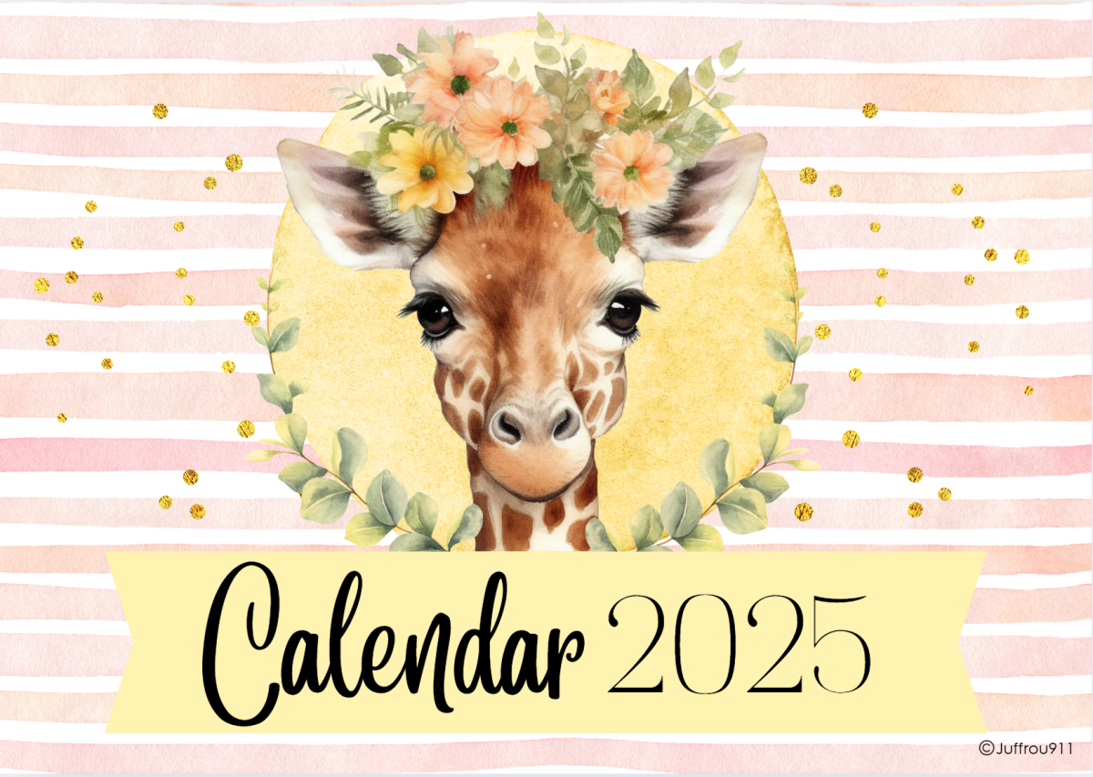 Giraffe A3 Desk calendar 2025