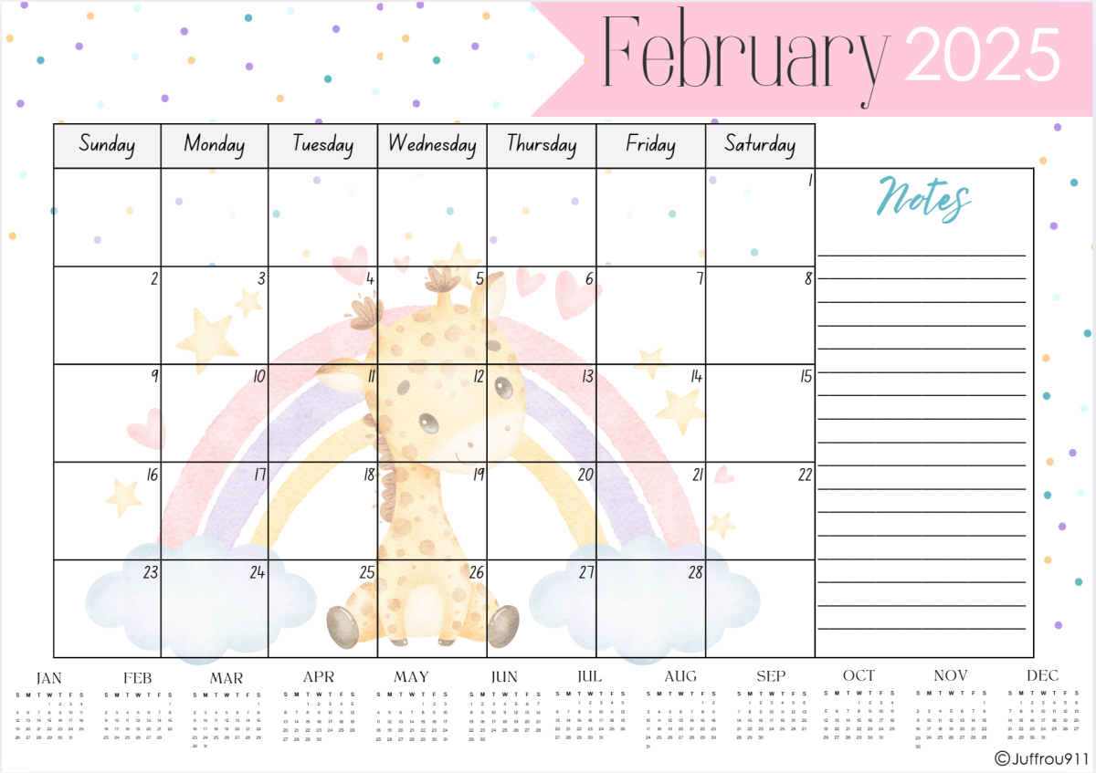 Giraffe A3 Desk calendar 2025 - Image 4