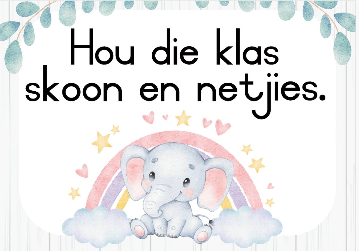 GRATIS Olifant lopende skrif vlaggies, emosies en klasreëls - Image 6