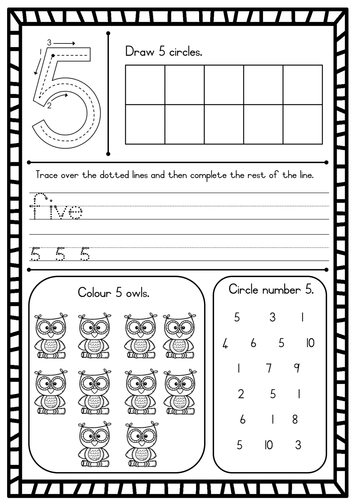 Practice numbers 1-10 worksheets