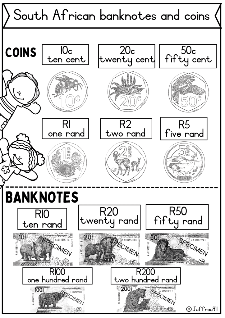 New South African money worksheets - Juffrou 911