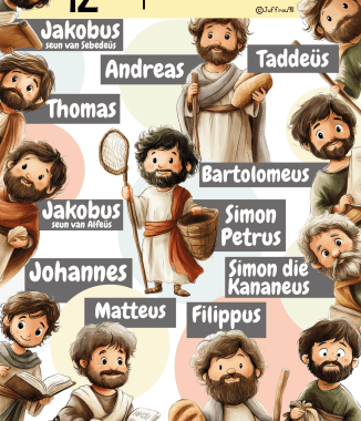 Bybelmuurkaarte: Dissipels, Onse Vader, stamme van Israel en die Drie-eenheid / Bible posters: Disciples, The Lord's Prayer, the trinity and the 12 tribes of Israel