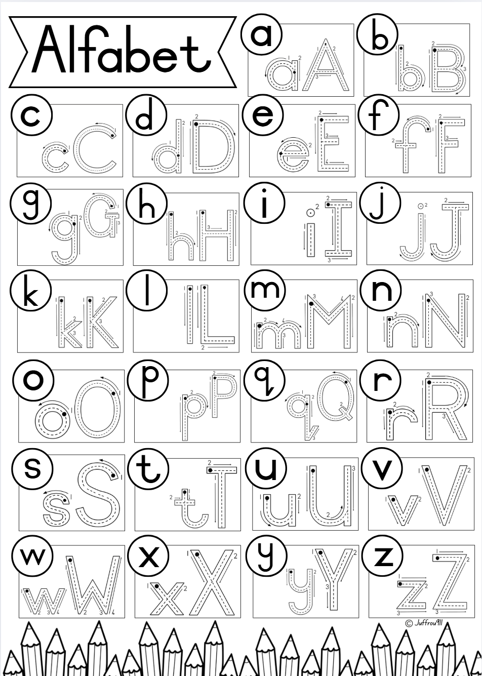 Alfabet lettervorming A3 KLEUR EN SWART & WIT / Alphabet letter formation A3 COLOUR AND BLACK & WHITE - Image 2