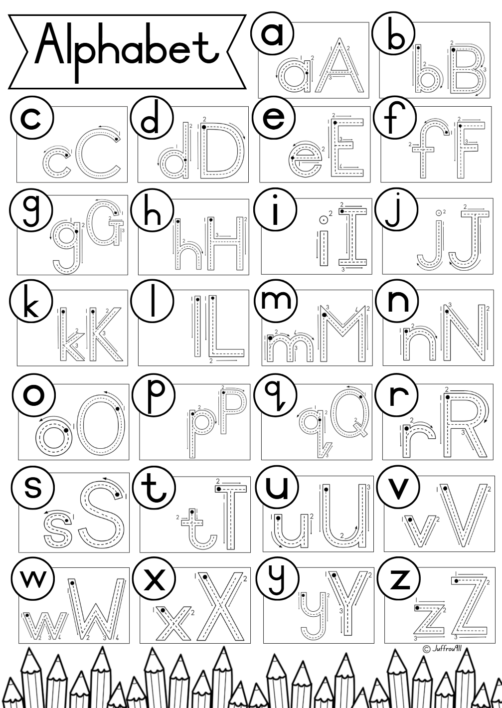 Alfabet lettervorming A3 KLEUR EN SWART & WIT / Alphabet letter formation A3 COLOUR AND BLACK & WHITE - Image 4