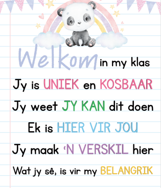 Panda Welkom in my klas muurkaart