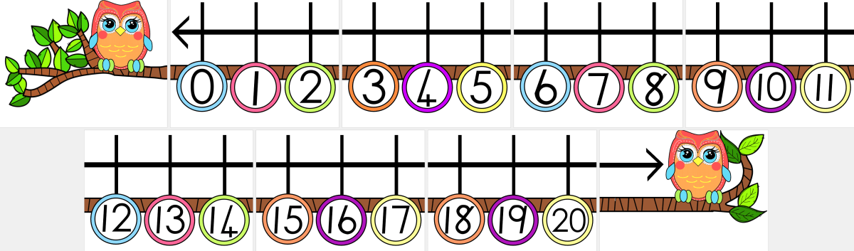 Owl number line 0-10 and 0-20