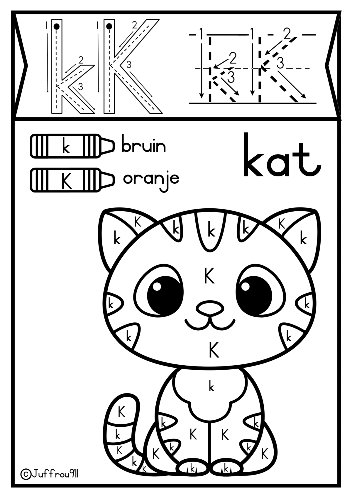 Kleinletter en Hoofletter inkleurprent a-z