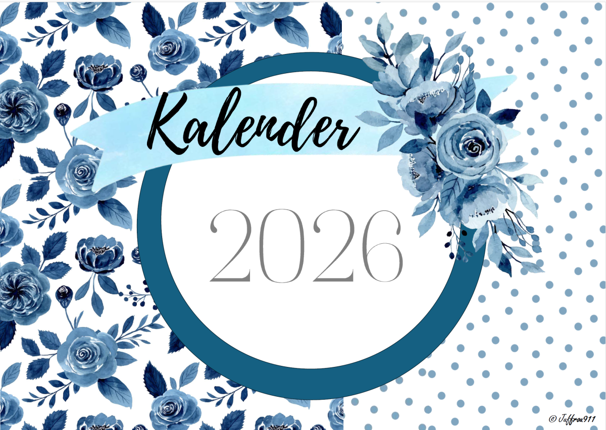 A3 Tafelkalender Blou Rose 2026