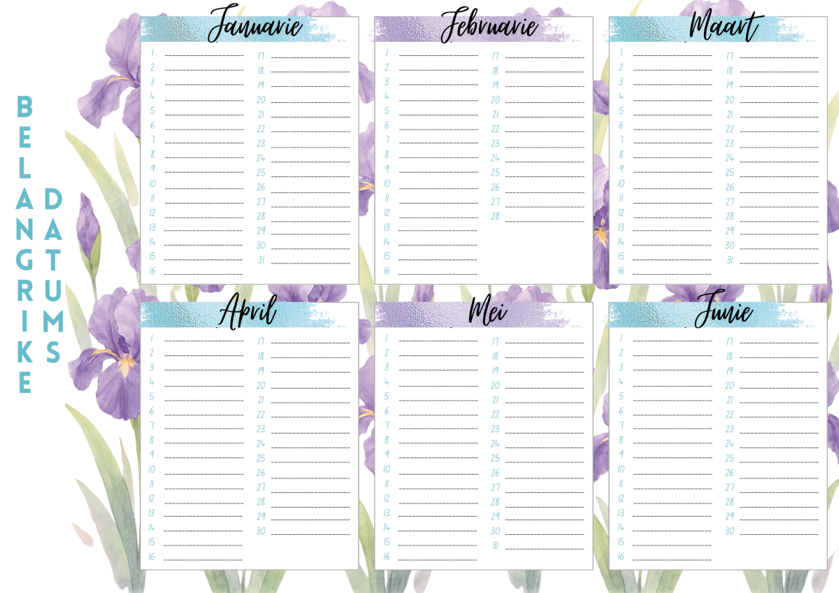 Pers en Blou Blomme Kalender 2026 - Image 8