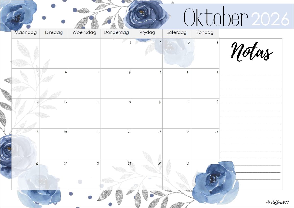 A3 Tafelkalender Blou Rose 2026 - Image 4