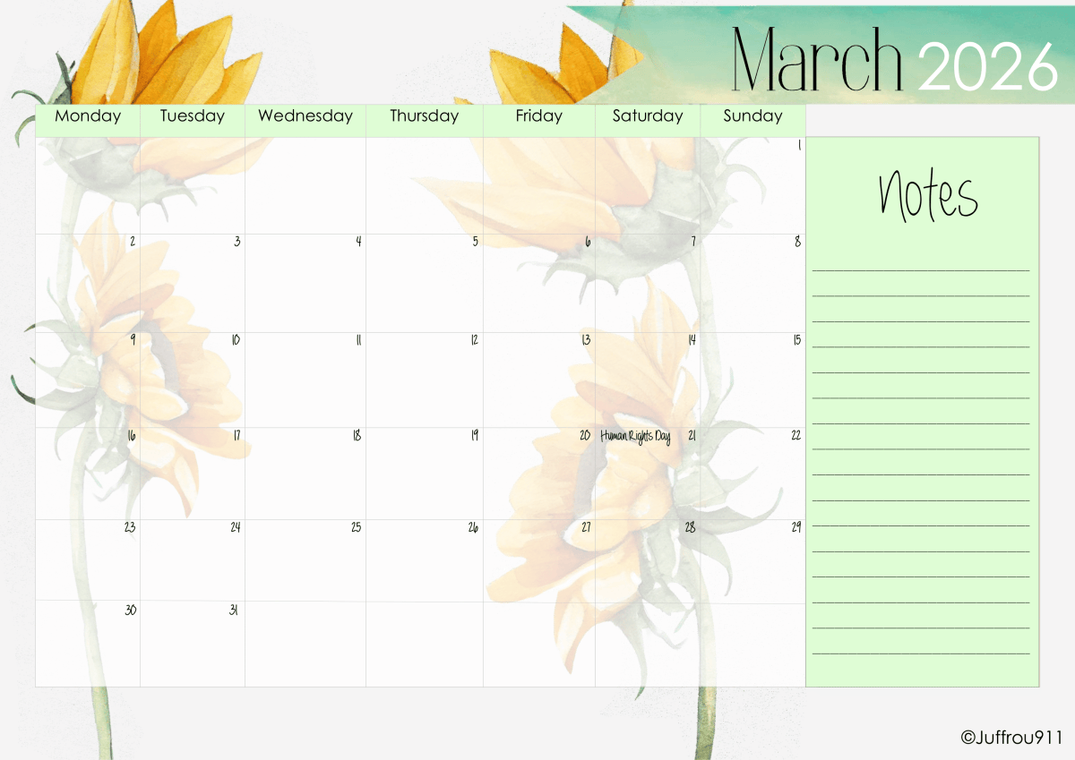 A3 Sunflower Calendar 2026 - Image 5