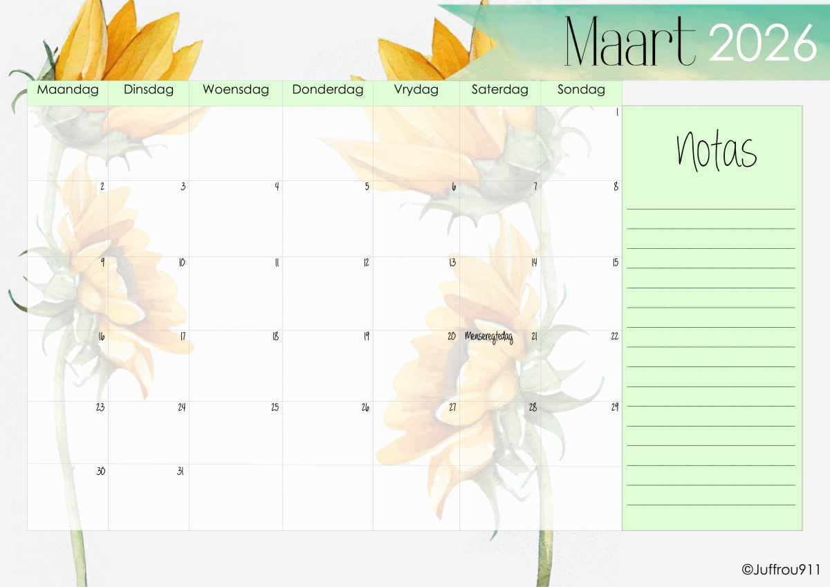 A3 Sonneblom Kalender 2026 - Image 5
