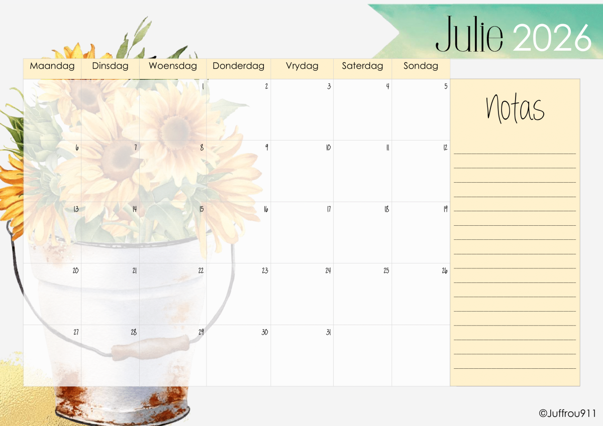 A3 Sonneblom Kalender 2026 - Image 4
