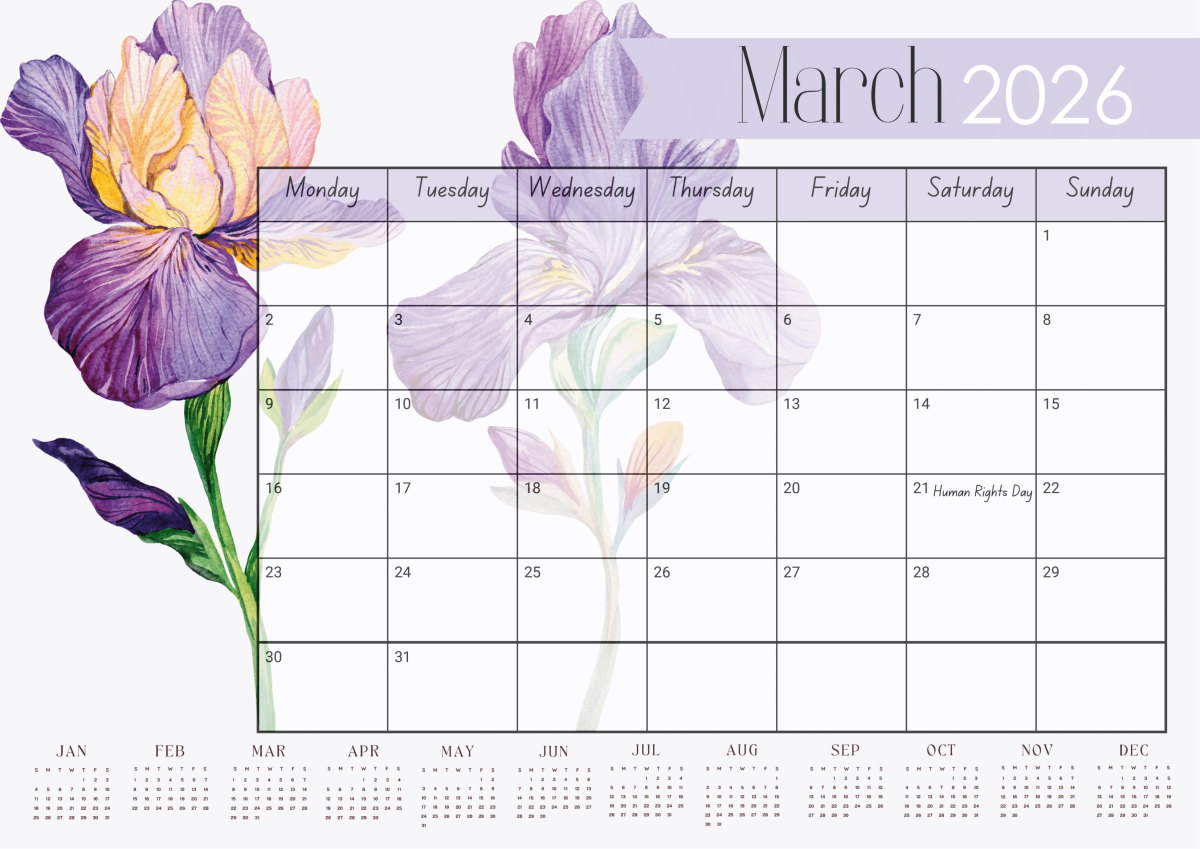 A3 Flower Calendar 2026: Purple and Blue flowers - Image 3