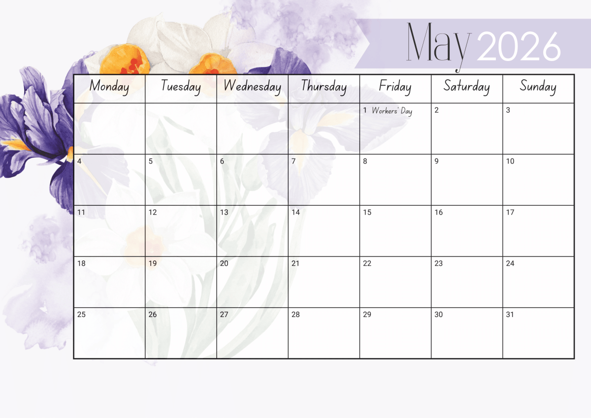 A3 Flower Calendar 2026: Purple and Blue flowers - Image 5