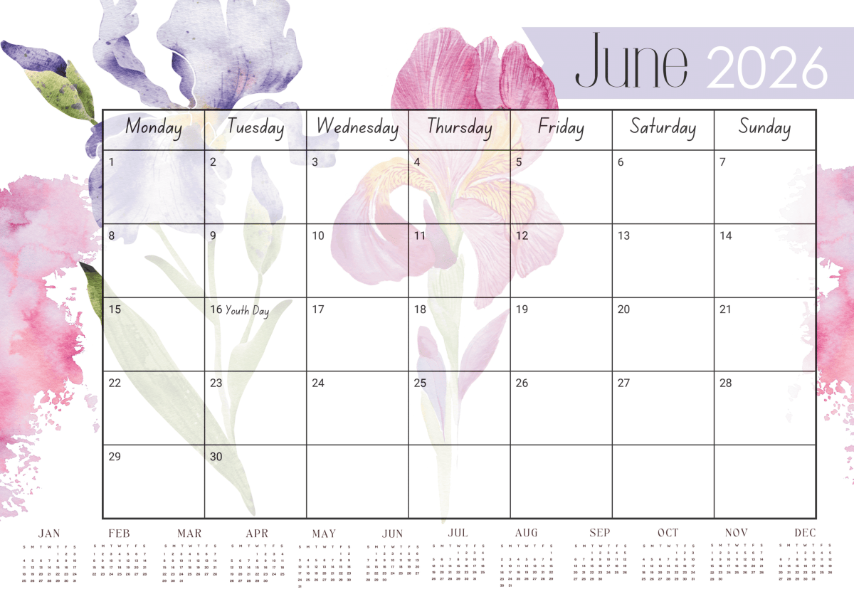 A3 Flower Calendar 2026: Purple and Blue flowers - Image 6