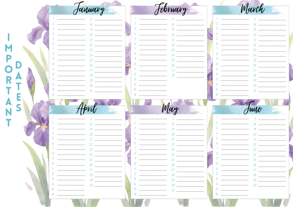 A3 Flower Calendar 2026: Purple and Blue flowers - Image 7