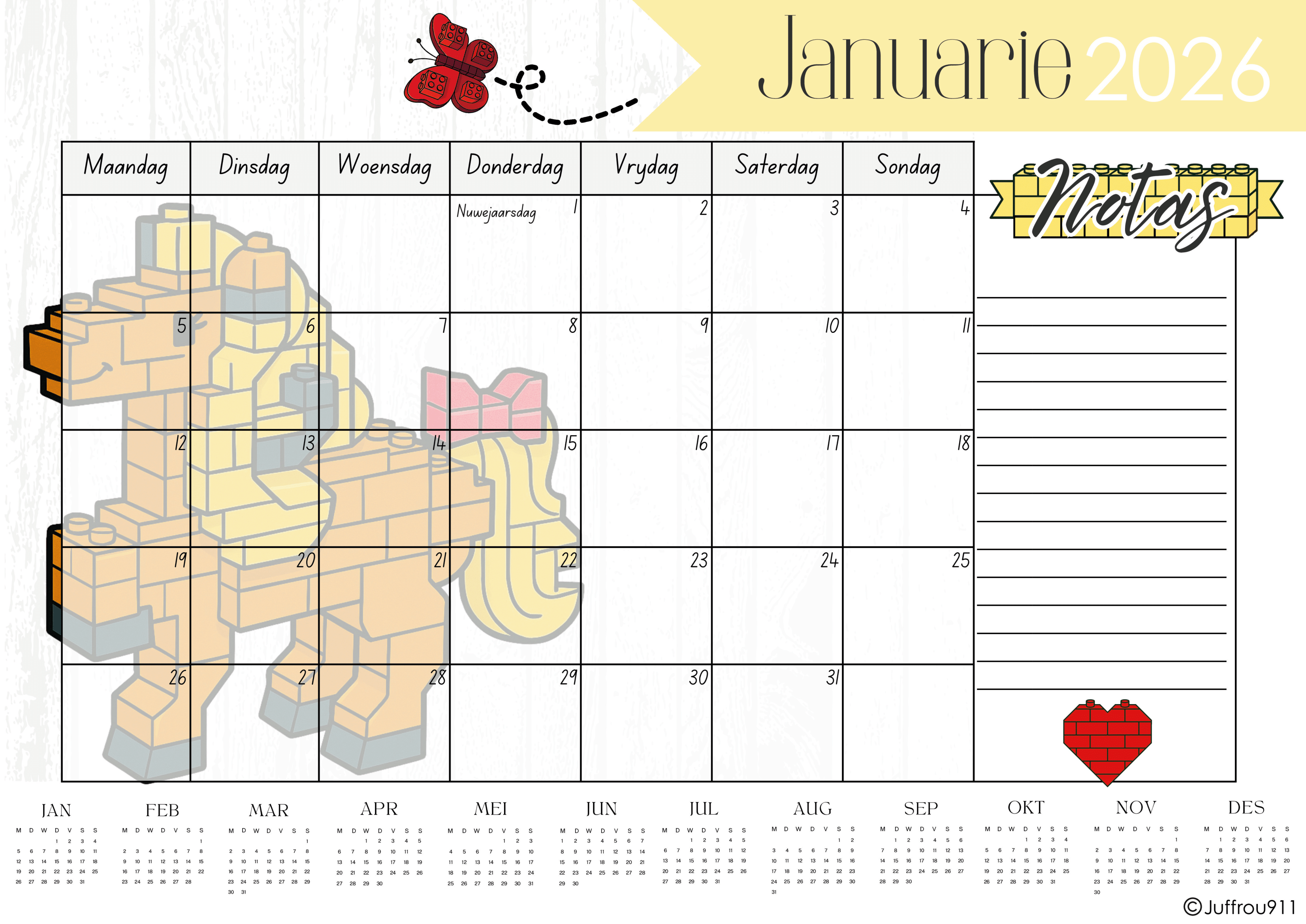 A3 Blokkies Plaasdiere Tafelkalender 2026 - Image 3