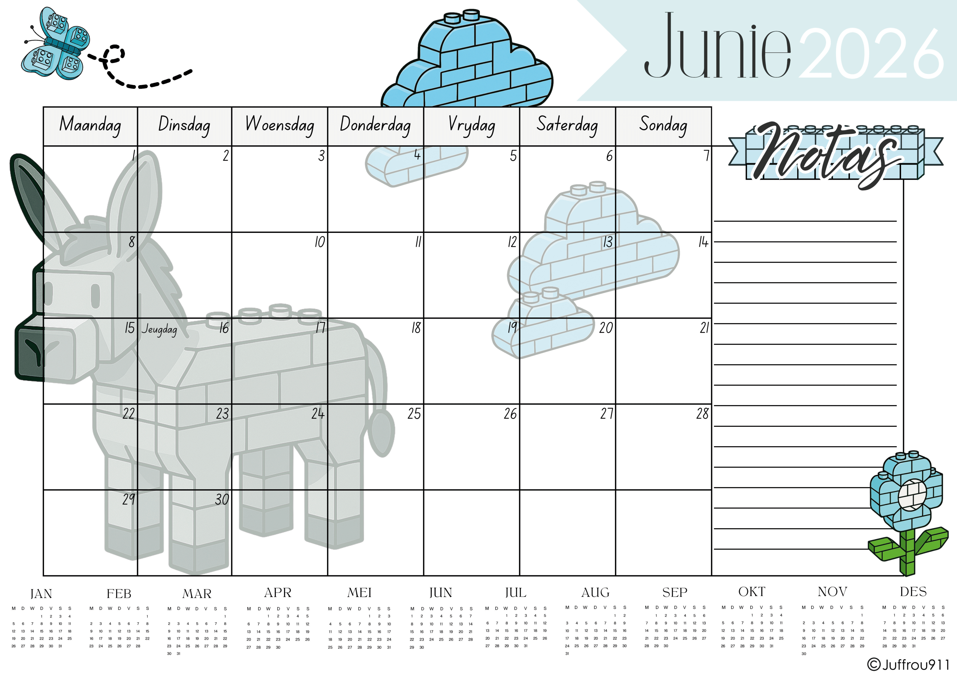 A3 Blokkies Plaasdiere Tafelkalender 2026 - Image 4