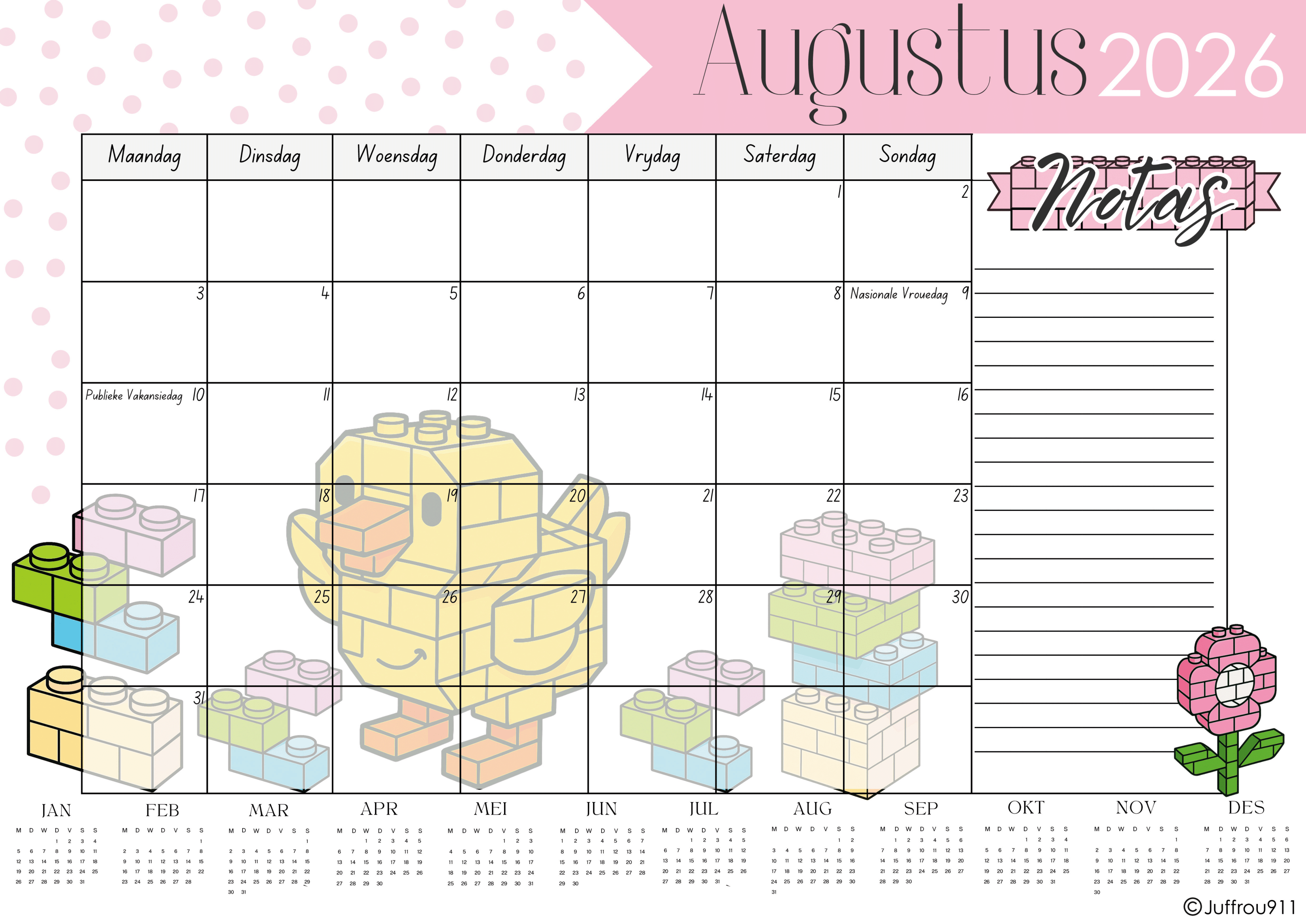 A3 Blokkies Plaasdiere Tafelkalender 2026 - Image 5