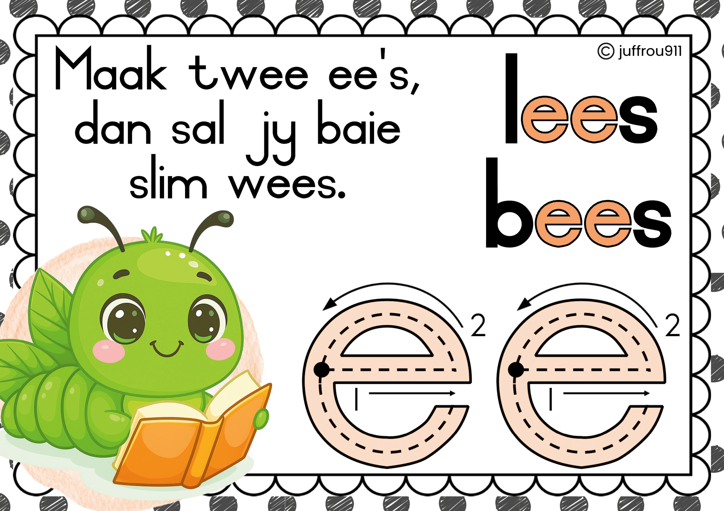 Wurm Dubbelklanke: aa, ee, oo en uu