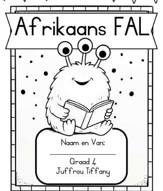 Monster Editable Cover pages for learners - Black & White