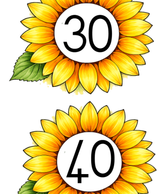 Tel in 10'e sonneblomme: 10 tot 100