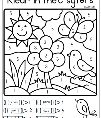 Kleur in met syfers 1-6