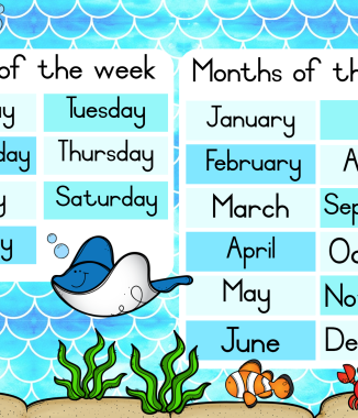 🐟🐠Ocean Days of the week, Months of the year and Numbers