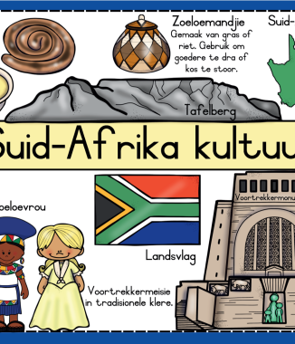 Suid-Afrika: Simbole, kultuur, landswapen en landsvlag A4 en A3